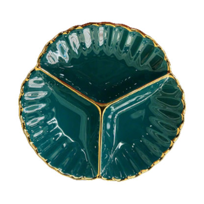 Gold - Rimmed Scalloped Ceramic Plate