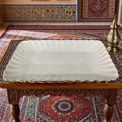 rectangular plate with lace trim
