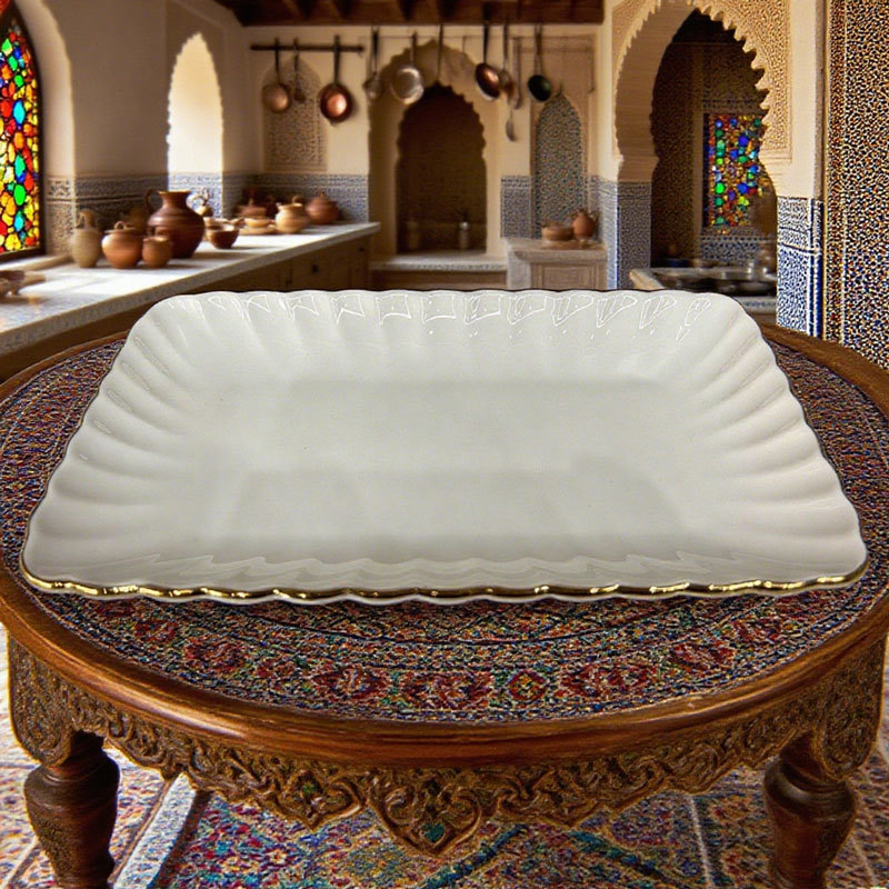 rectangular plate with lace trim