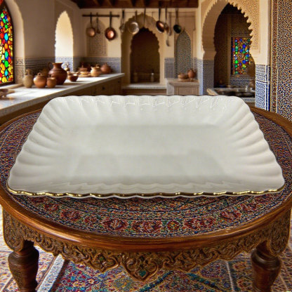 rectangular plate with lace trim