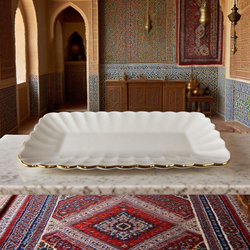 rectangular plate with lace trim