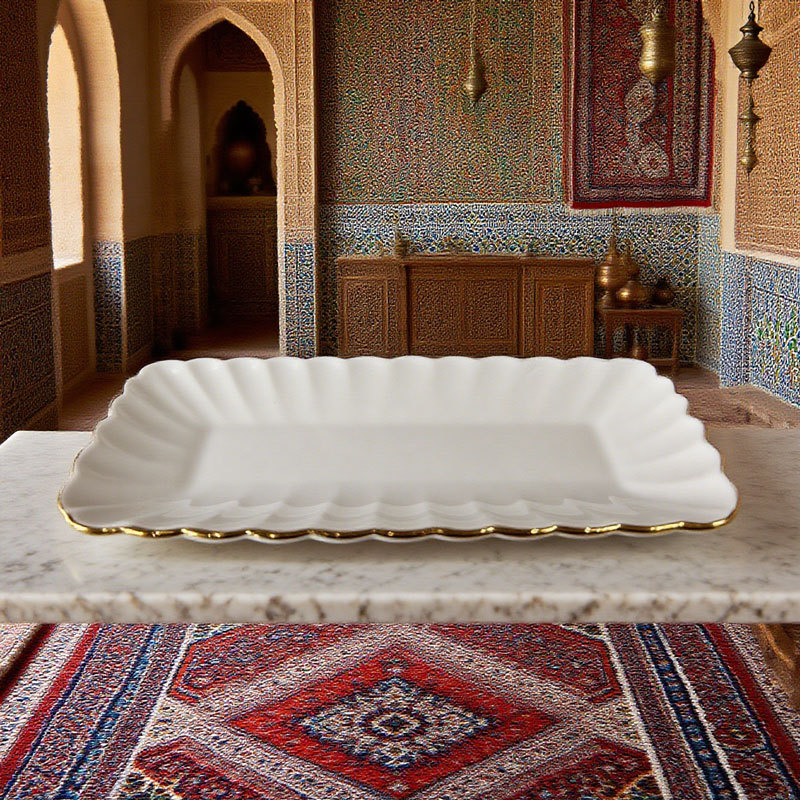 rectangular plate with lace trim