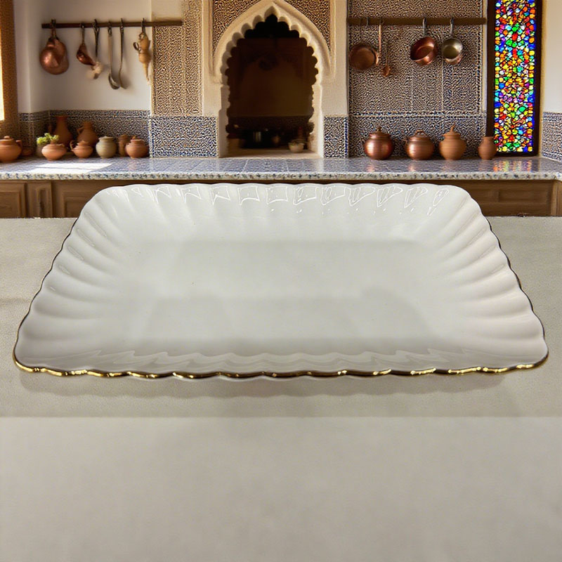 rectangular plate with lace trim