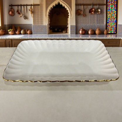 rectangular plate with lace trim