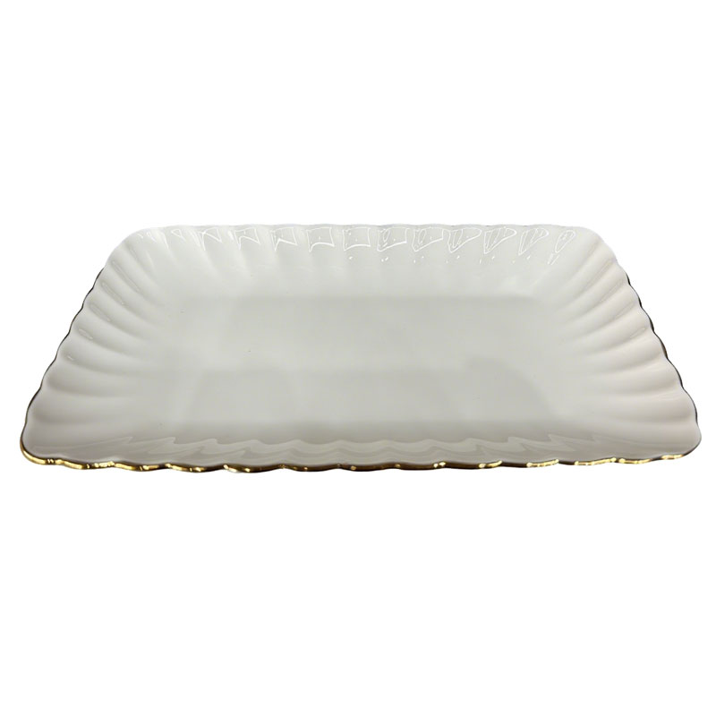 rectangular plate with lace trim