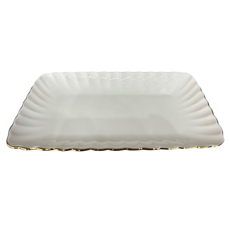 rectangular plate with lace trim