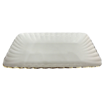 rectangular plate with lace trim