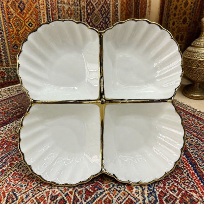 Gold - Rimmed 4 - Compartment Ceramic Plate