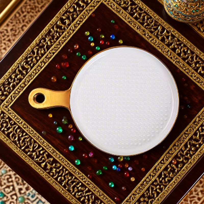 Golden - Rimmed Ceramic Pizza Plate