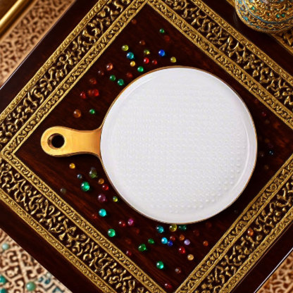 Golden - Rimmed Ceramic Pizza Plate