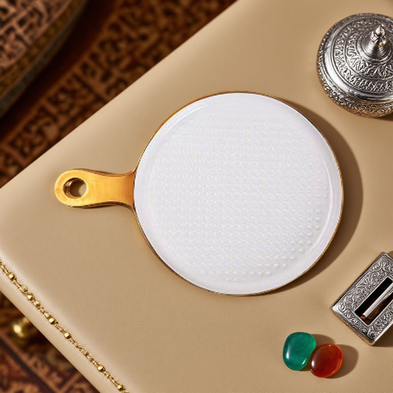 Golden - Rimmed Ceramic Pizza Plate