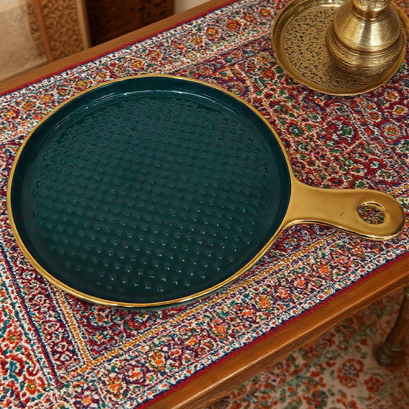 Golden - Rimmed Ceramic Pizza Plate