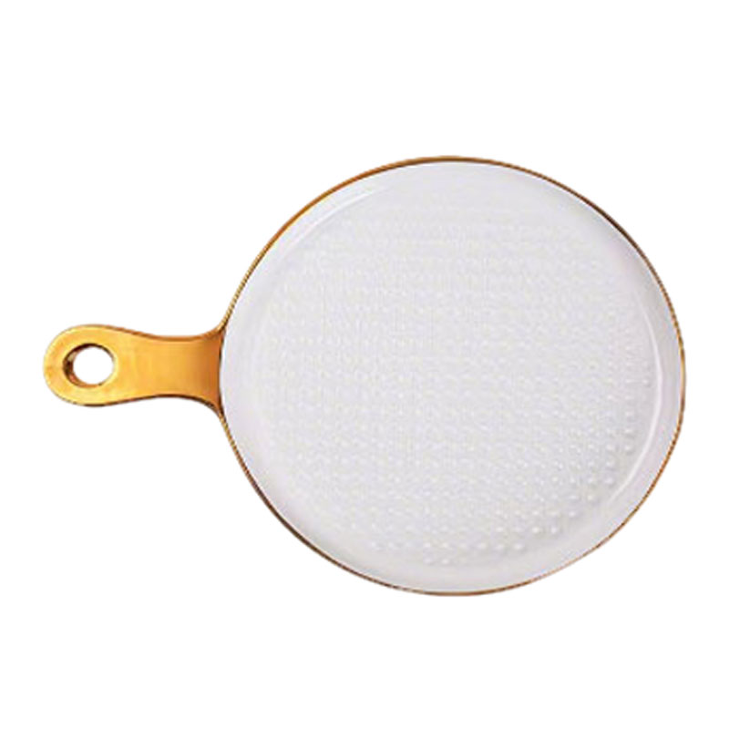 Golden - Rimmed Ceramic Pizza Plate
