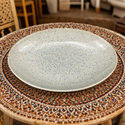 Blue Speckled Oval Ceramic Dinner Plate
