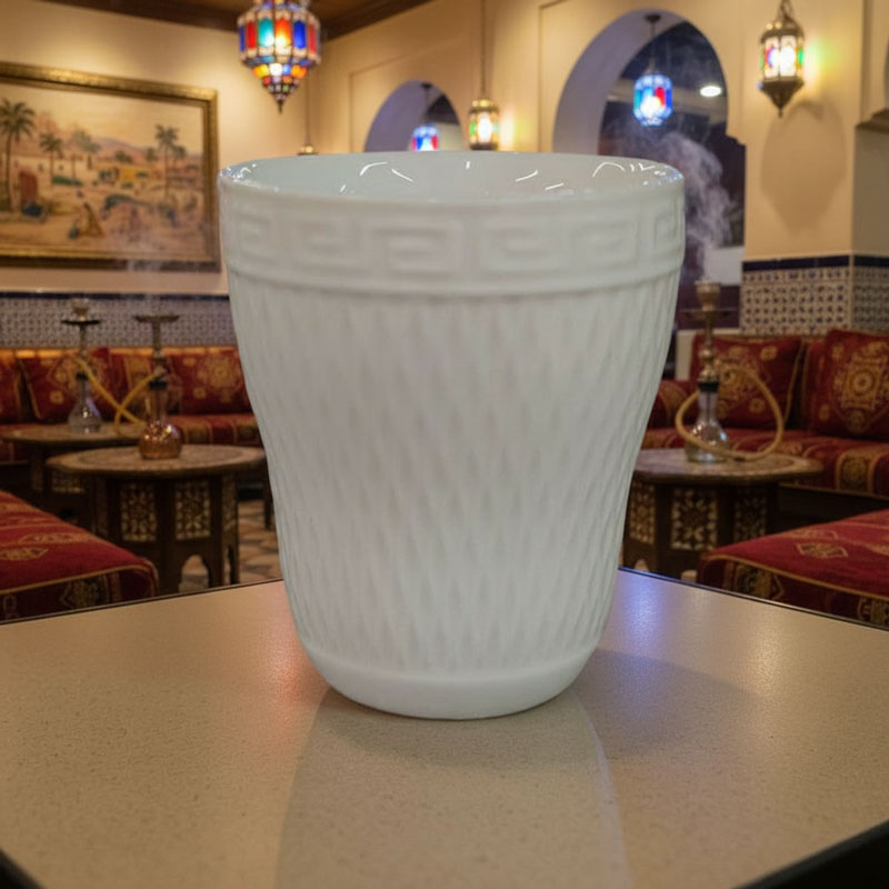 White Ceramic Cup with Geometric Pattern