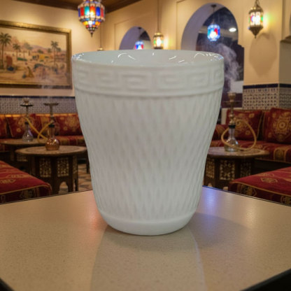 White Ceramic Cup with Geometric Pattern