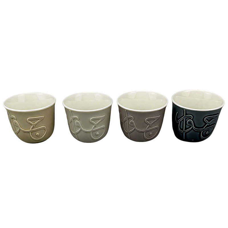 Ceramic Cups Set with Artistic Patterns