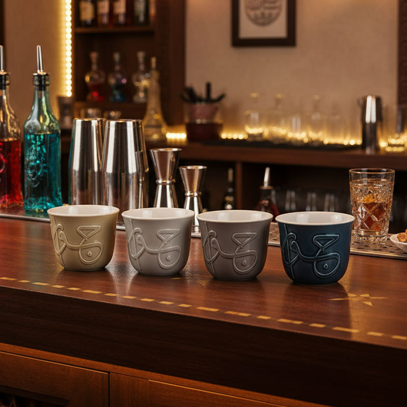 Ceramic Cups Set with Artistic Patterns