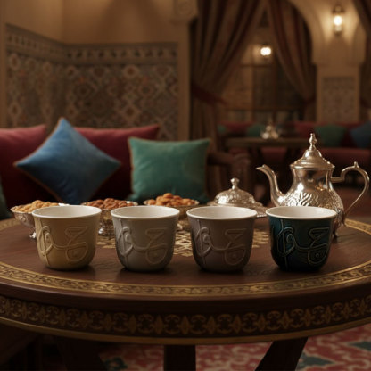 Ceramic Cups Set with Artistic Patterns