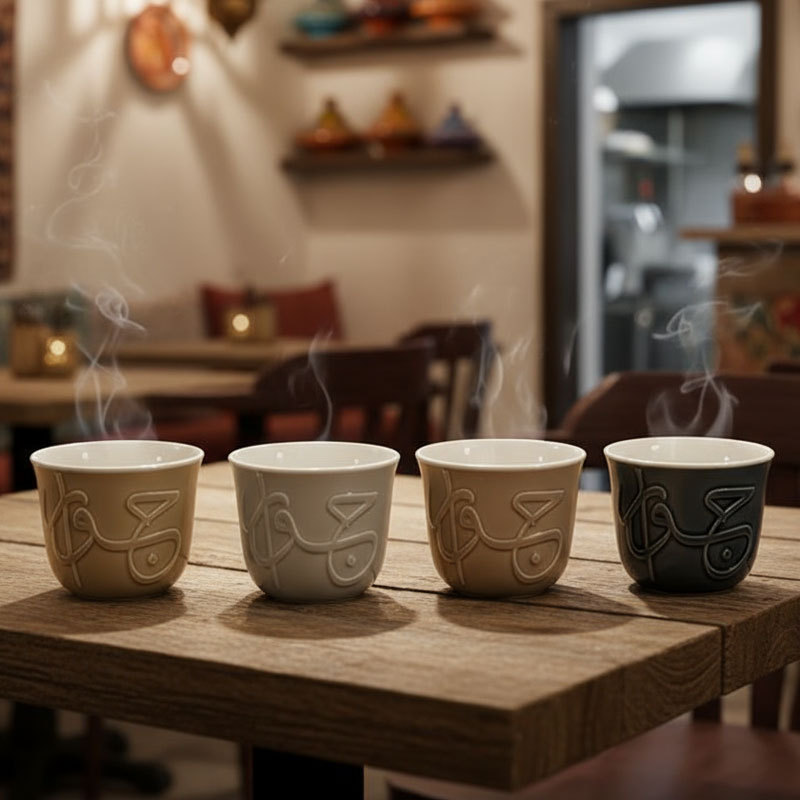 Ceramic Cups Set with Artistic Patterns