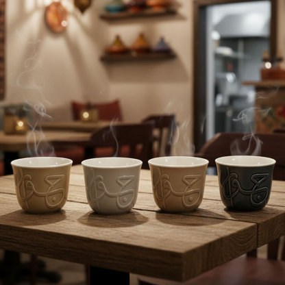 Ceramic Cups Set with Artistic Patterns