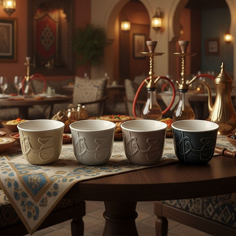 Ceramic Cups Set with Artistic Patterns
