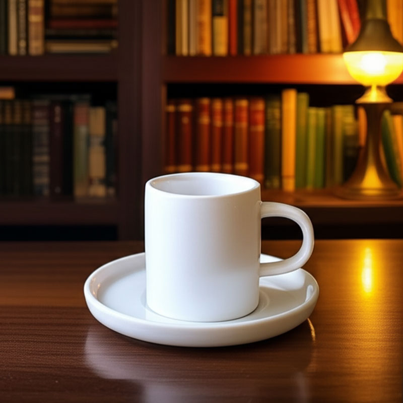 Classic White Ceramic Coffee Cup and Saucer Set