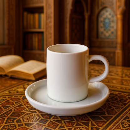 Classic White Ceramic Coffee Cup and Saucer Set