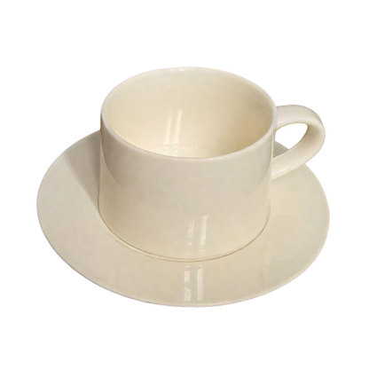Cream Ceramic Cup and Saucer Set