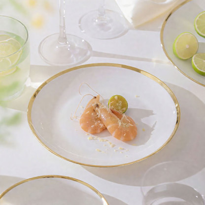 European Gold-Rimmed Bone Tableware Set