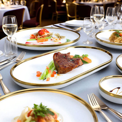 European Gold-Rimmed Bone Tableware Set