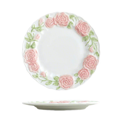 Relief Hand-painted Rose Tableware Set
