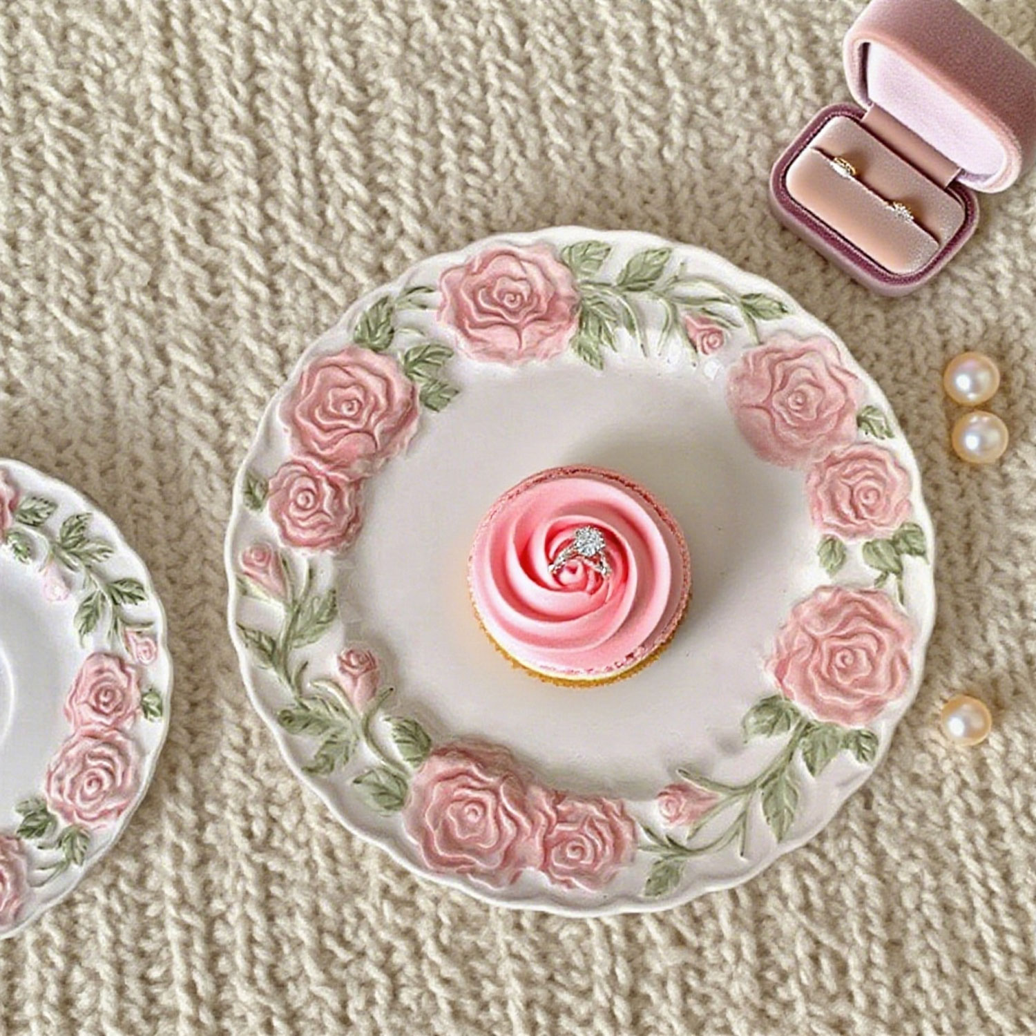 Relief Hand-painted Rose Tableware Set