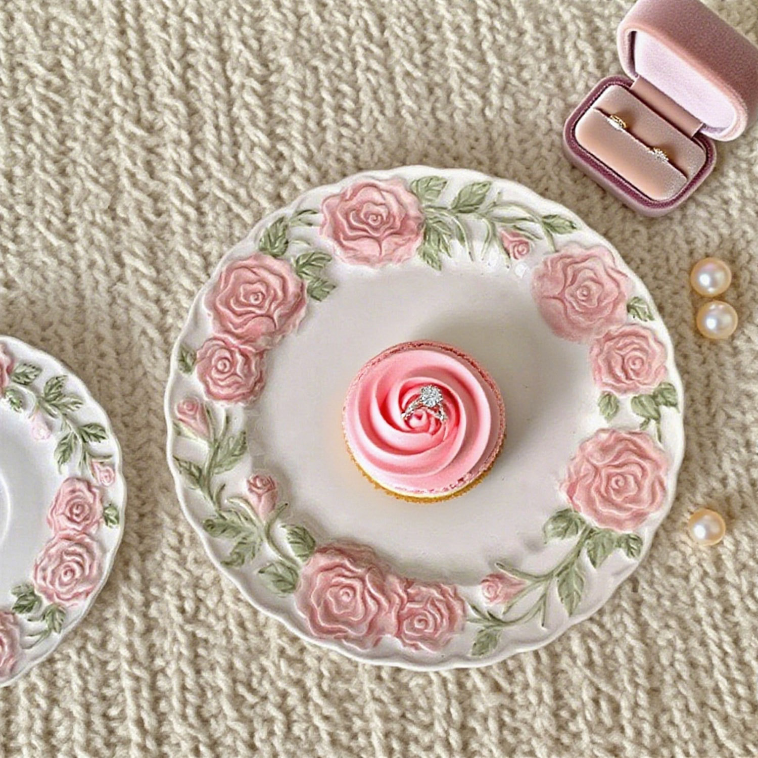 Relief Hand-painted Rose Tableware Set