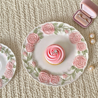 Relief Hand-painted Rose Tableware Set