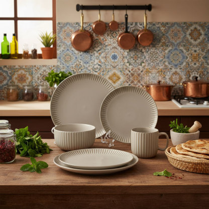 Beige Textured Ceramic Dinnerware Set