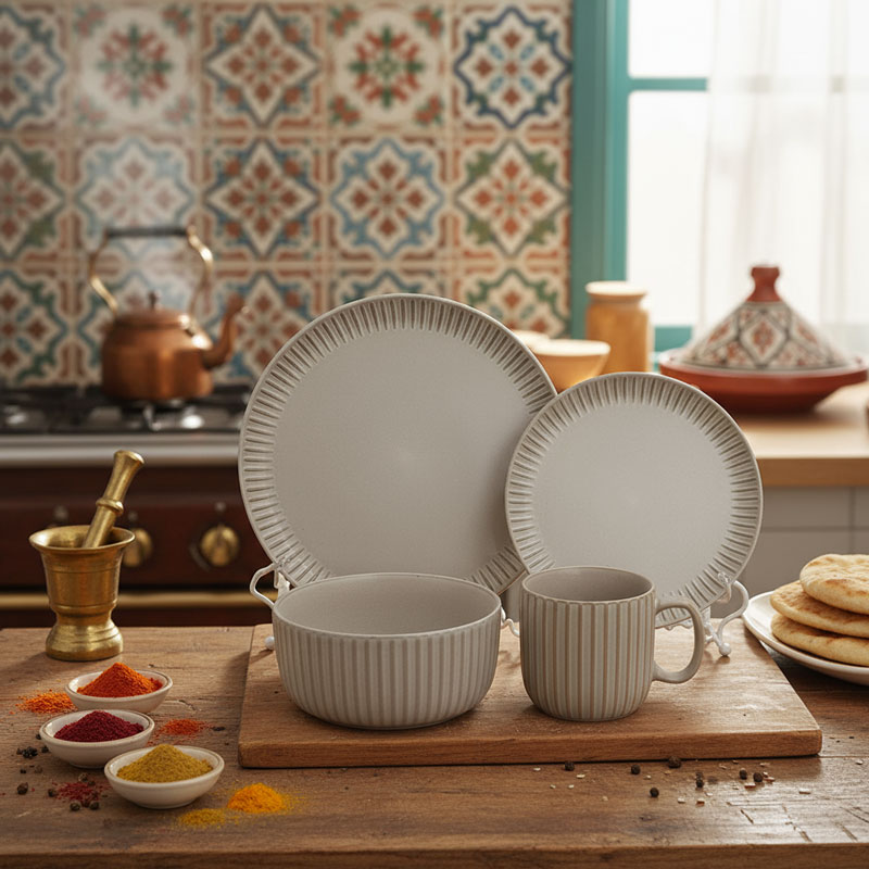 Beige Textured Ceramic Dinnerware Set