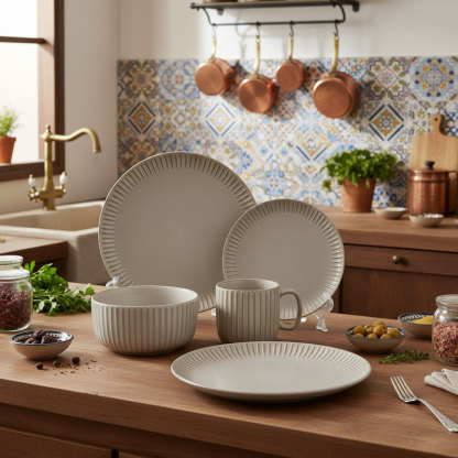 Beige Textured Ceramic Dinnerware Set