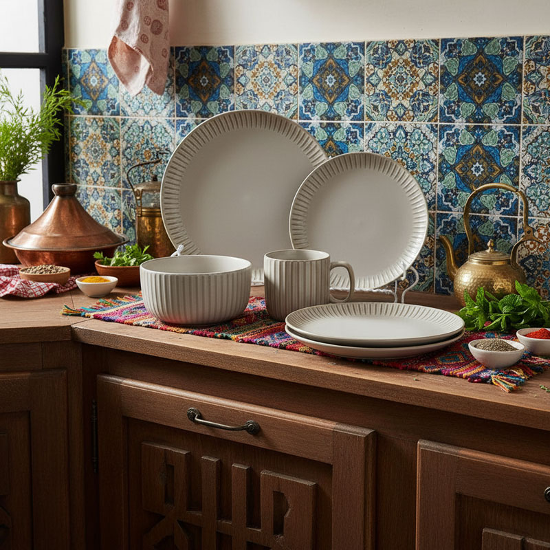 Beige Textured Ceramic Dinnerware Set