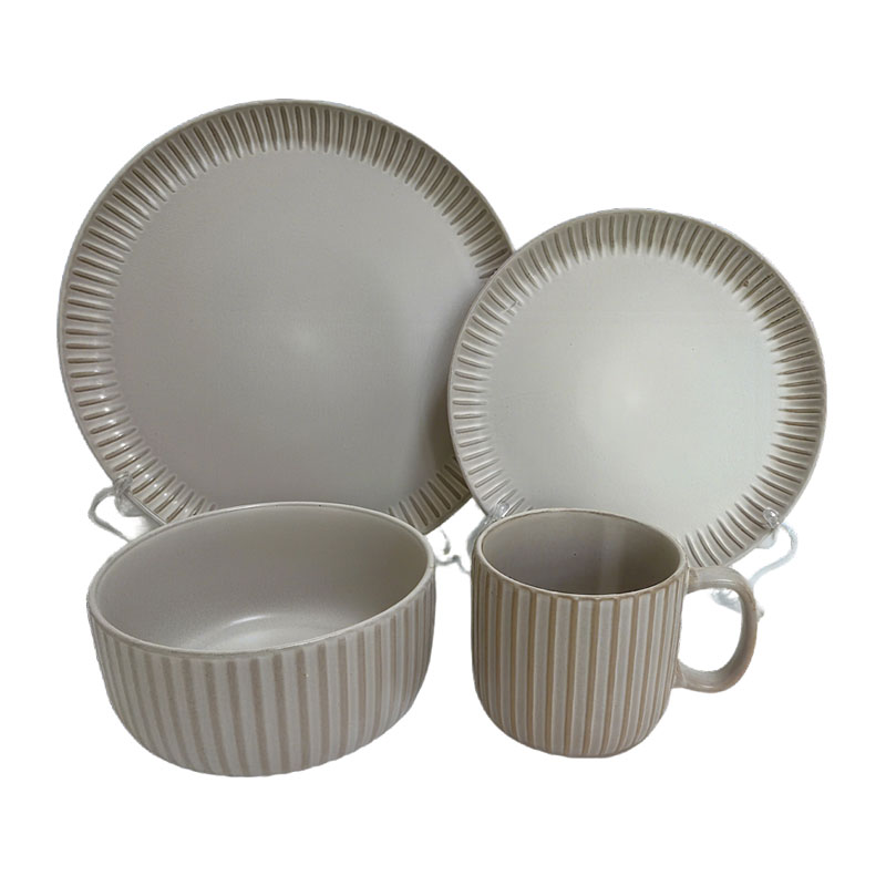 Beige Textured Ceramic Dinnerware Set