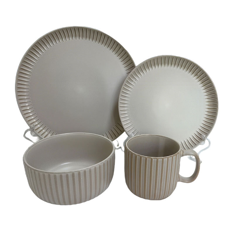 Beige Textured Ceramic Dinnerware Set