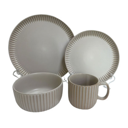 Beige Textured Ceramic Dinnerware Set