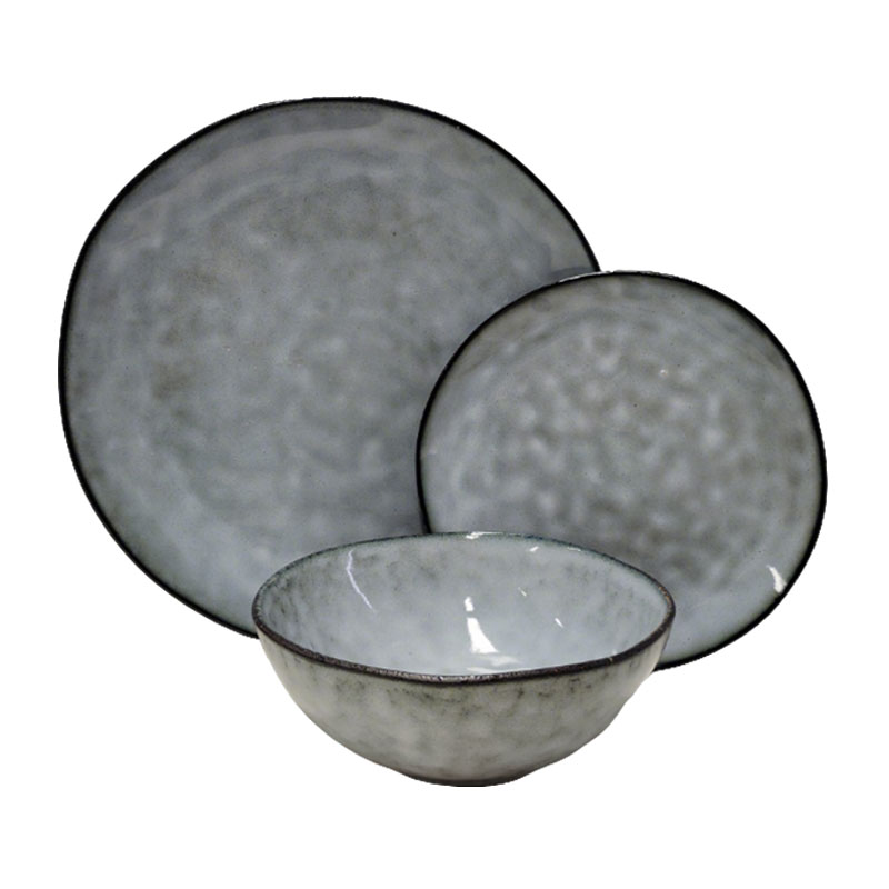 Gray Blue Textured Ceramic Dinnerware Set