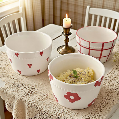 Hepburn-style ceramic rice bowl