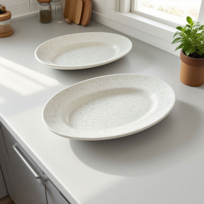 Ins-style speckled glaze oval ceramic plate