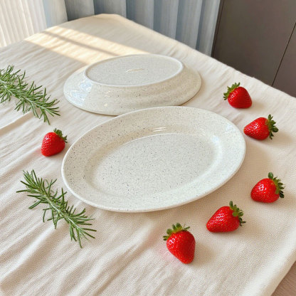 Ins-style speckled glaze oval ceramic plate