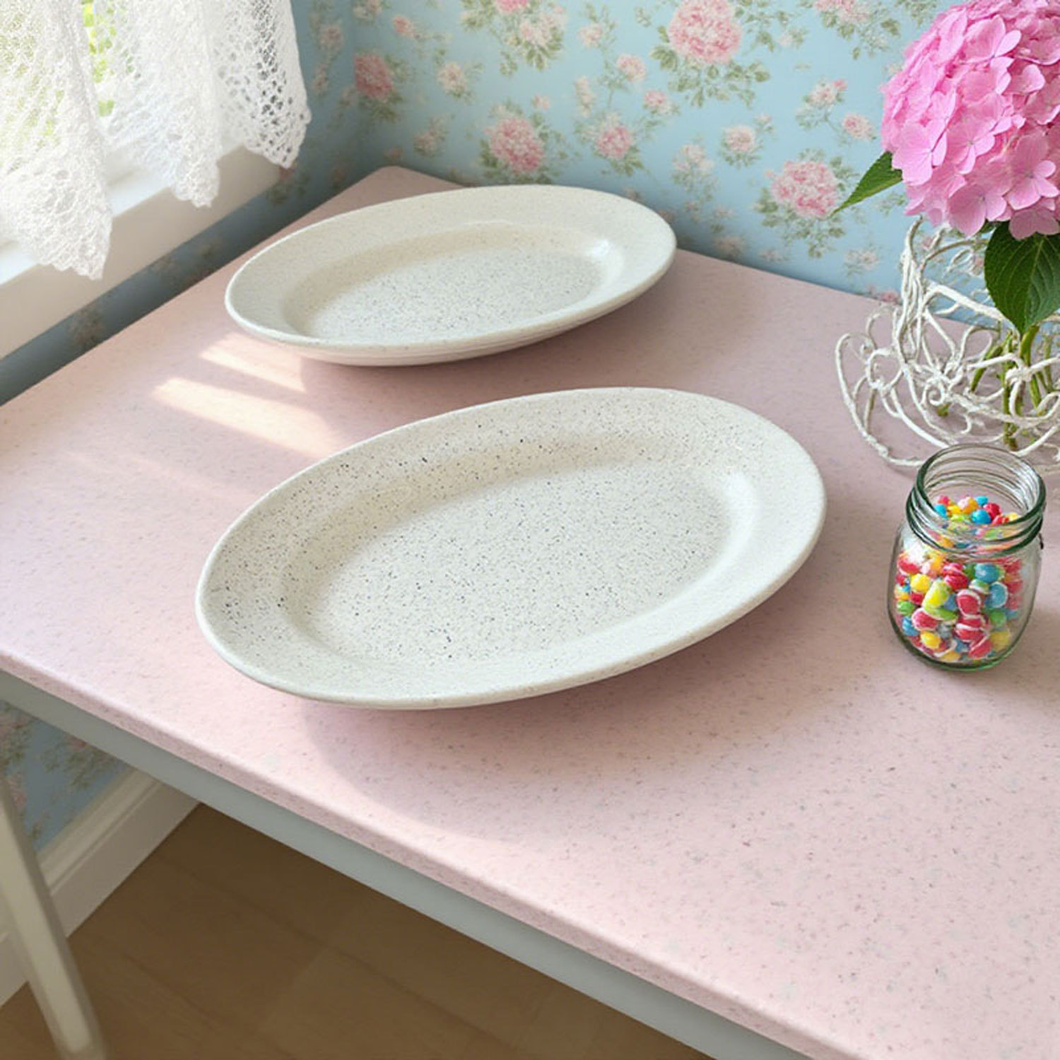 Ins-style speckled glaze oval ceramic plate