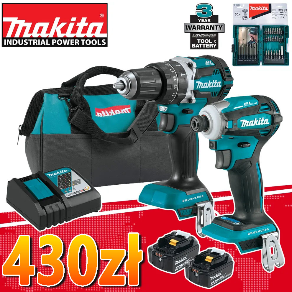 Obchody 110-lecia firmy Makita —Makita XT269M 18V zestaw bezszczotkowych akumulatorowych narzędzi bezprzewodowych, w cenie tylko 450 zł!
