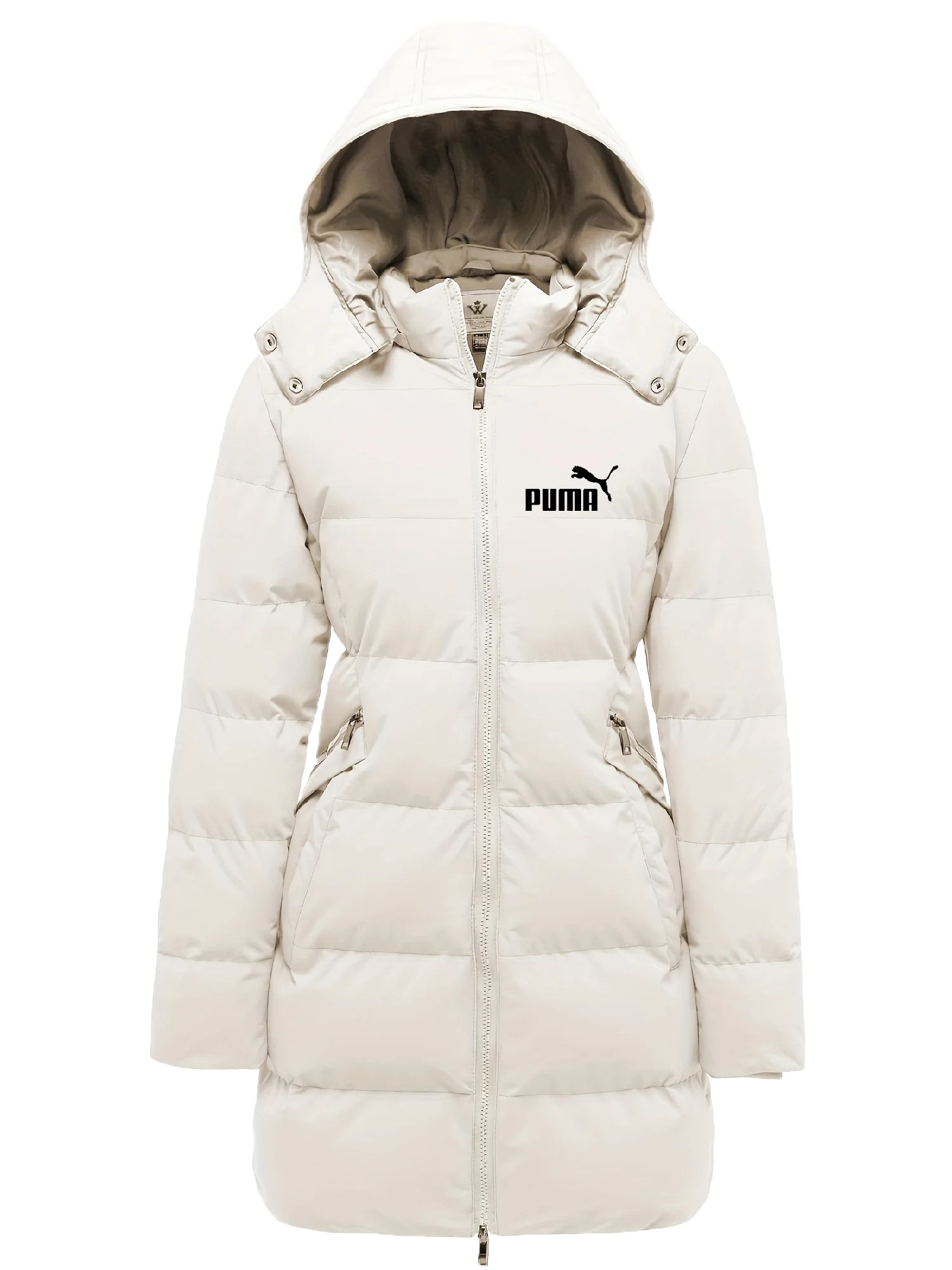 Damska elegancka wodoodporna kurtka puchowa – wiatroszczelna, ciepła pikowana kurtka z odpinanym kapturem i wieloma kieszeniami