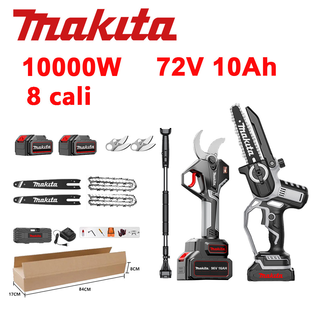 Kombinacja podkaszarki Makita 15000W i piły łańcuchowej 15000W z silnikiem bezszczotkowym i akumulatorem litowo-jonowym